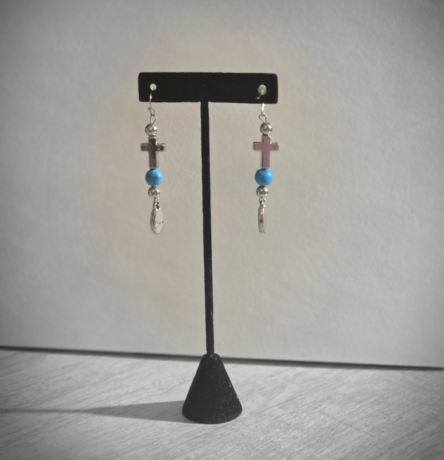 Cross earring with Dark Turquoise